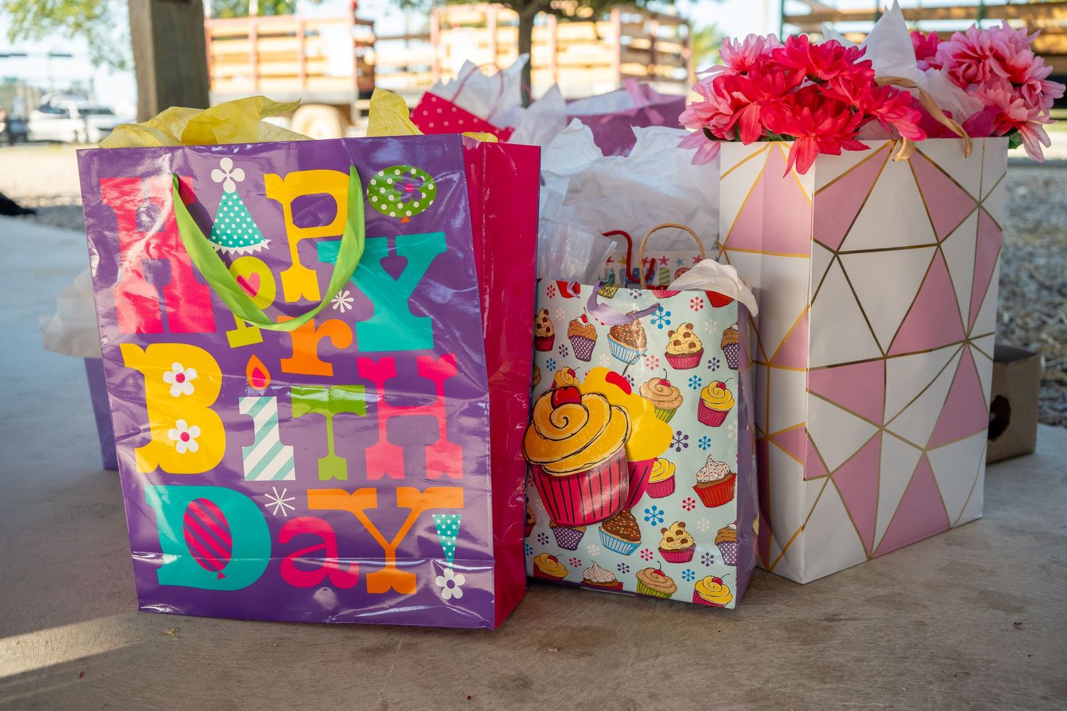 Birthday gift table at Berry Farms, detail photo from South Florida event session.