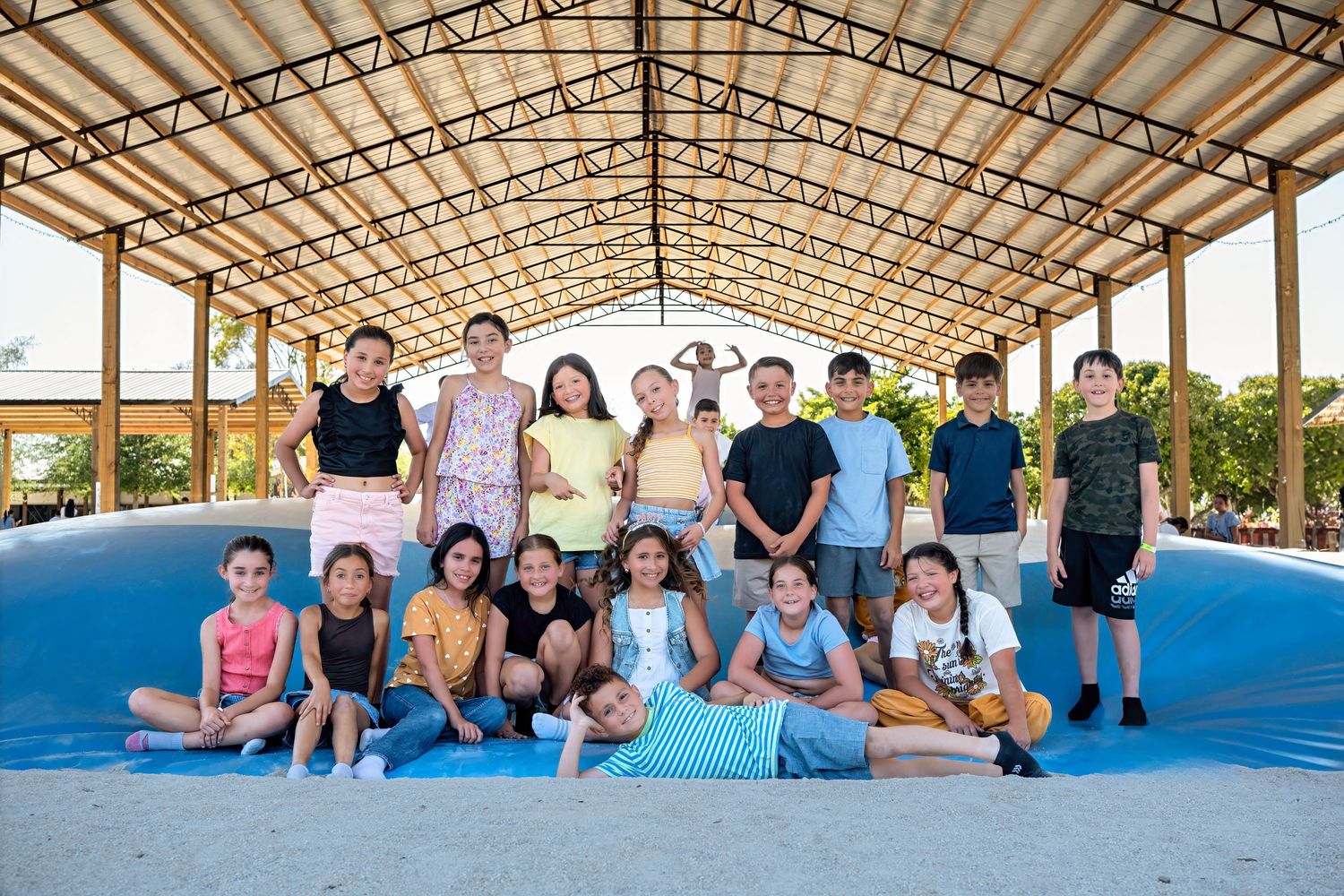 Group photo under pavilion at Berry Farms, captured during a Miami event photography session.