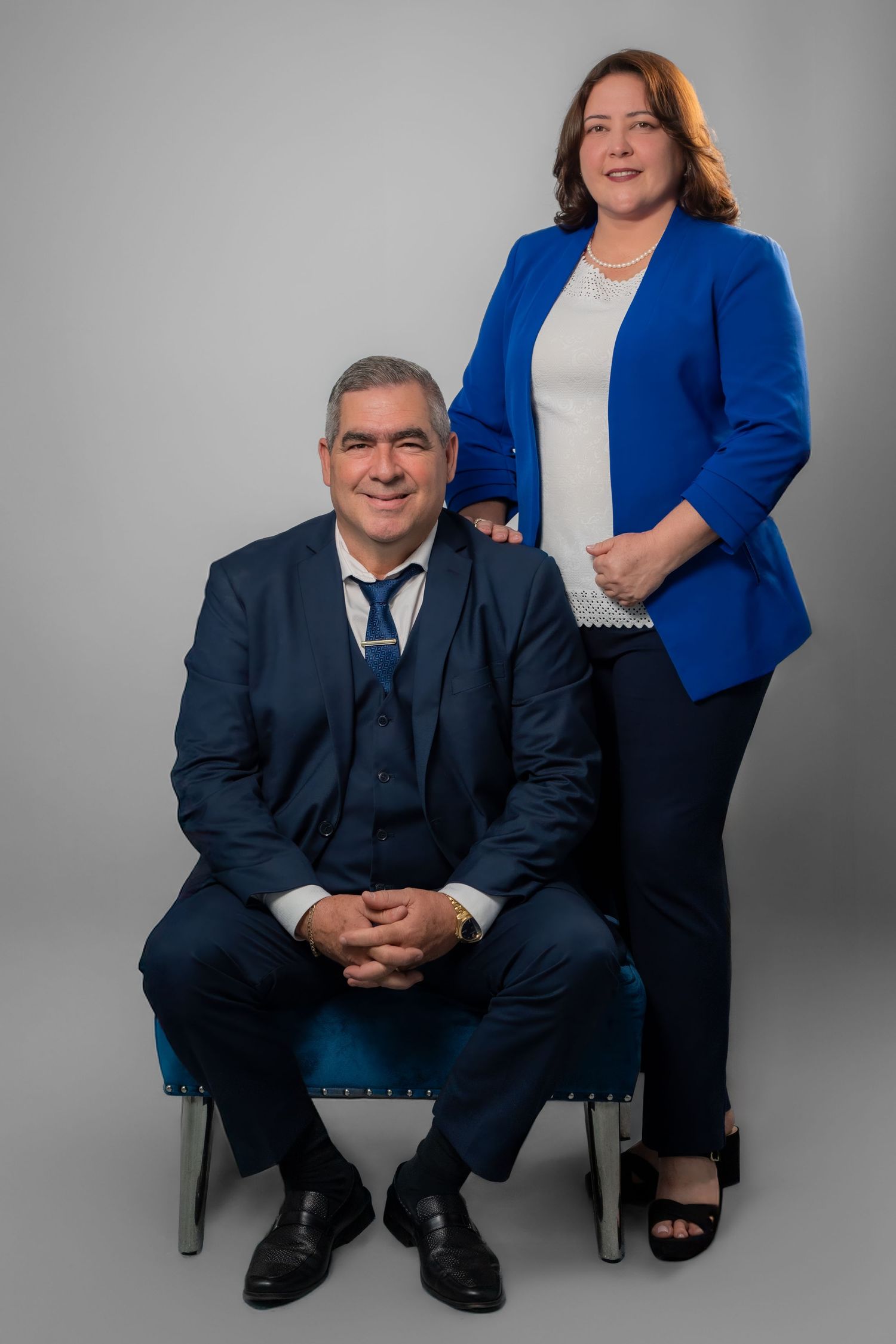 Business partners posing together during studio professional headshot session