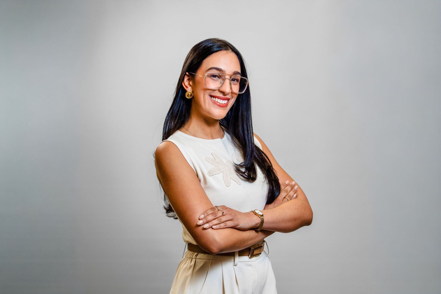 Female chiropractor professional headshot in studio setting in South Florida