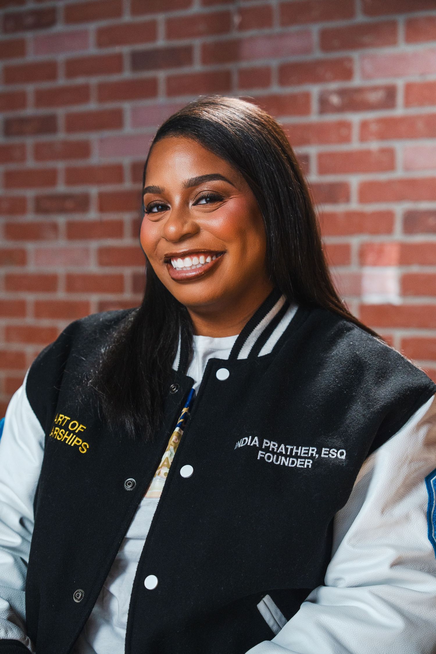 Branding portrait of a scholarship coach smiling during a professional entrepreneur branding session.