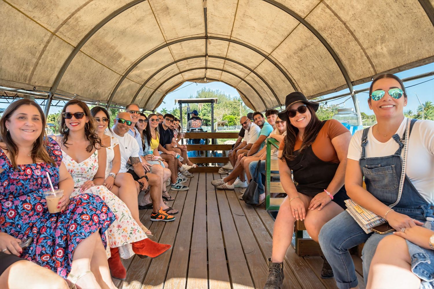 Candid wagon photo with guests during Miami birthday session at Berry Farms.