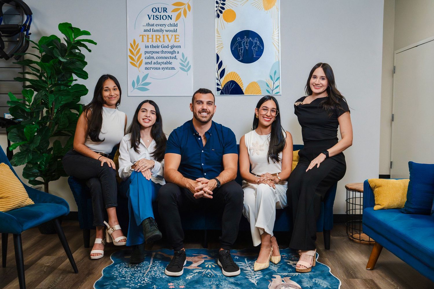 Chiropractic team group portrait during branding session in Miami