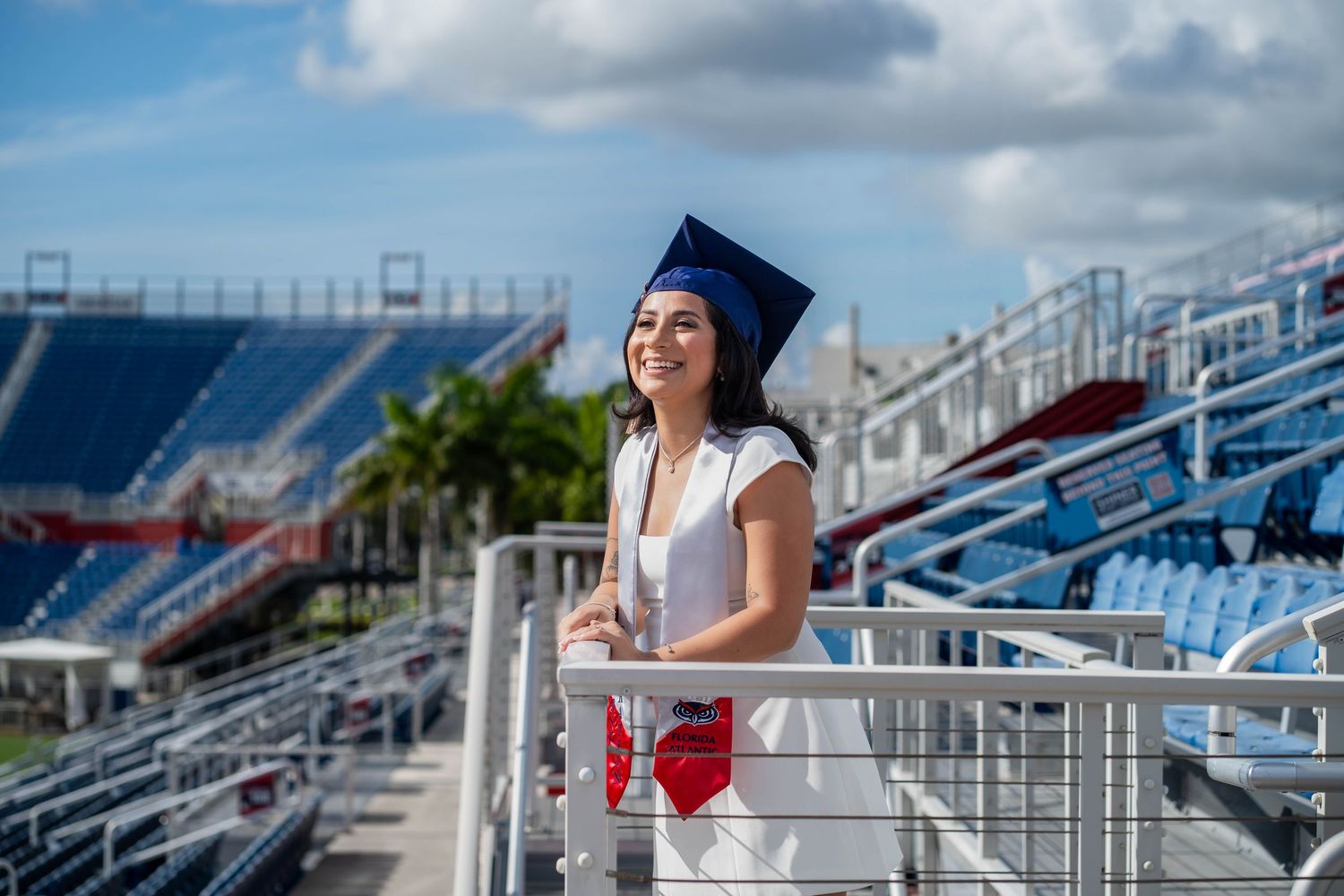 Wide shot of empty FAU stadium before graduation ceremony