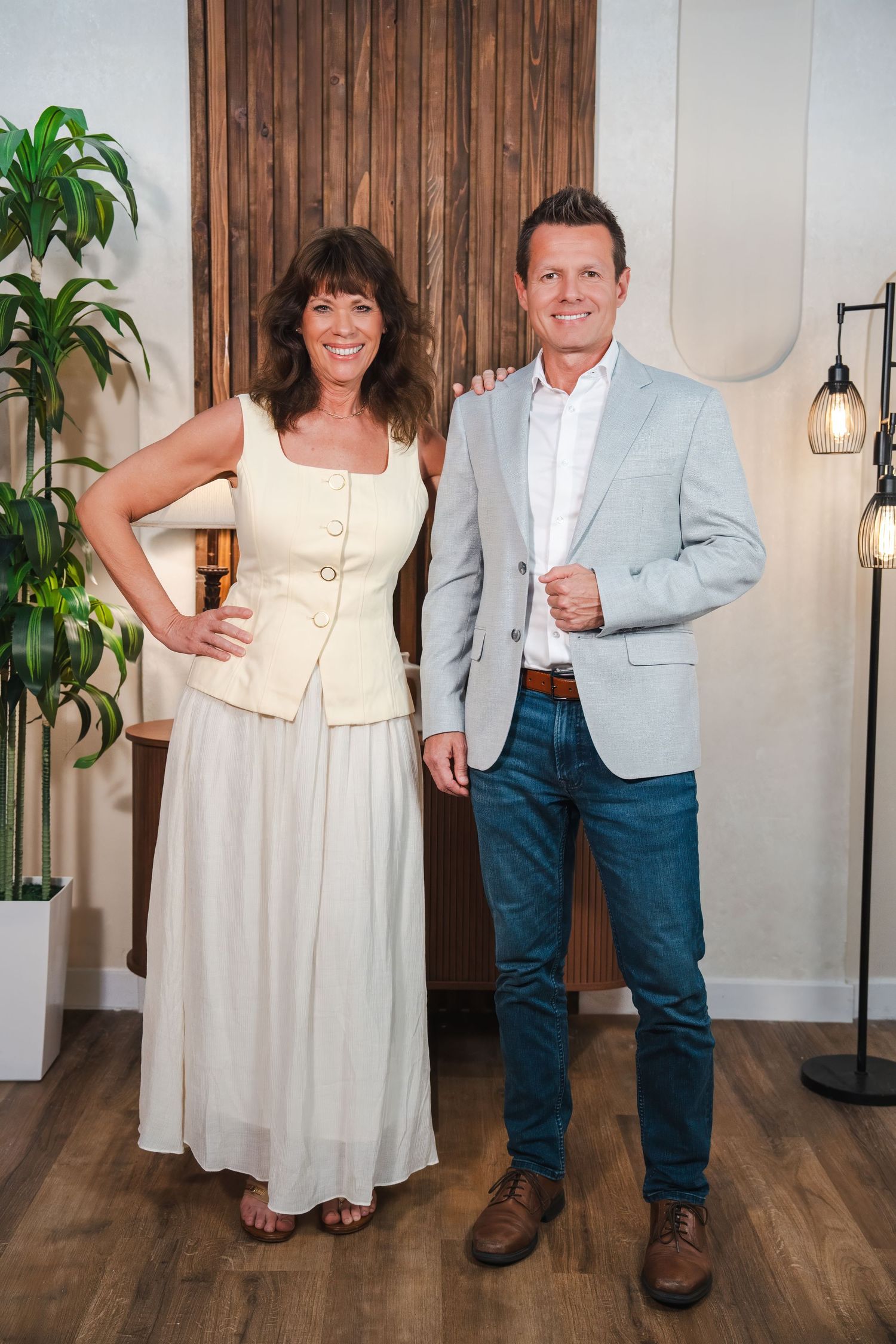 Realtor partners standing together during professional branding session in South Florida
