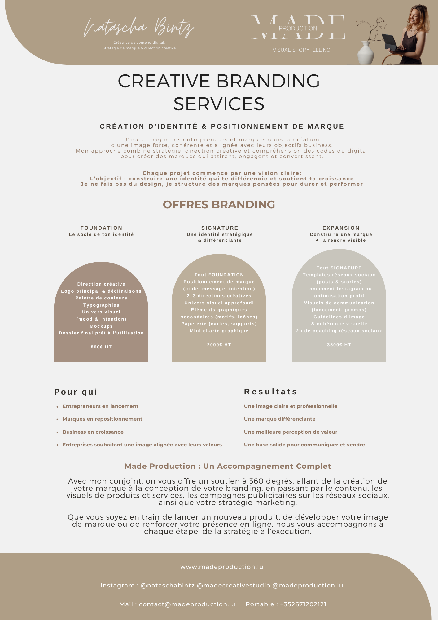 Services de personal branding et coaching business par Natascha Bintz — MADE Creative Studio Luxembourg