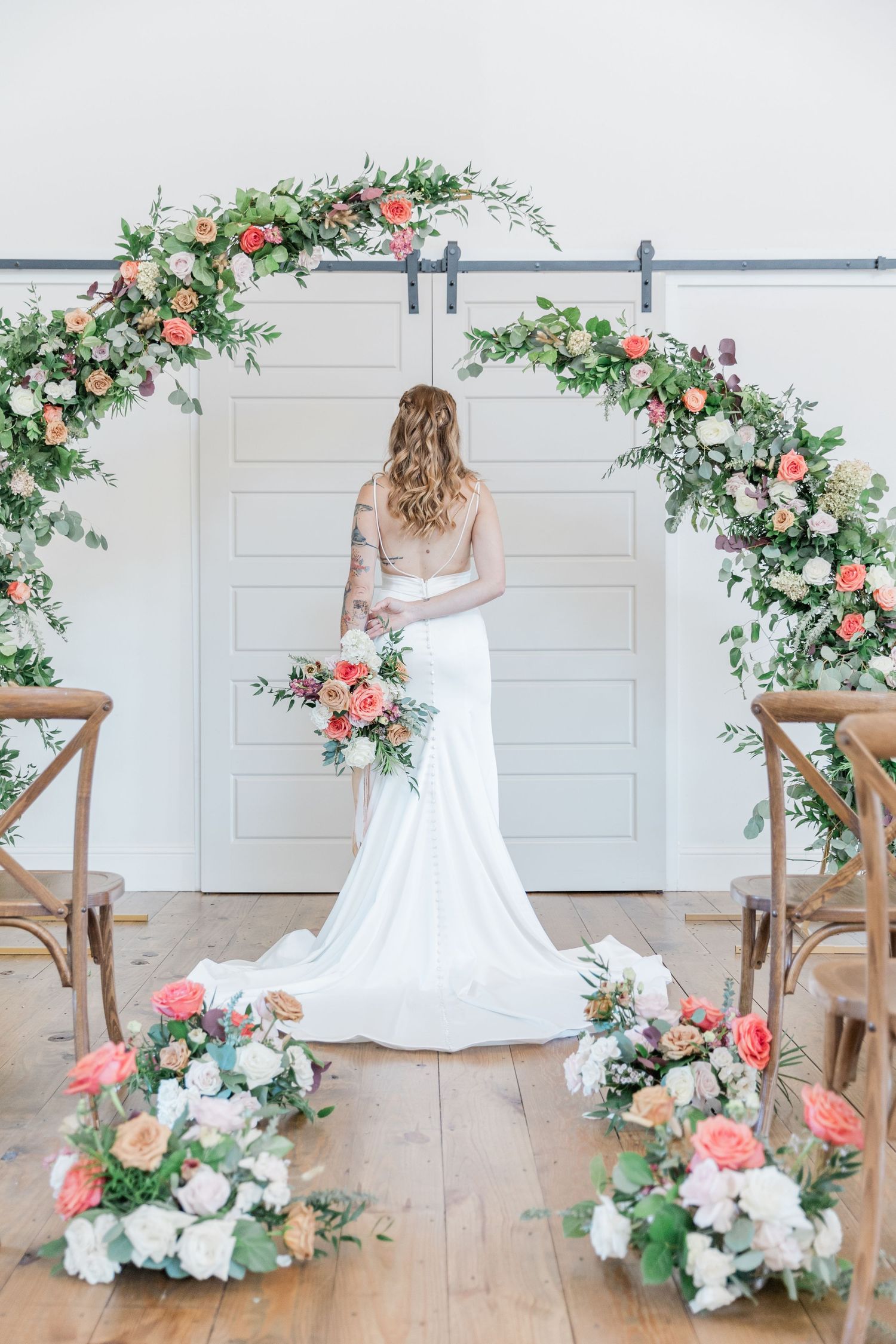 Elegant bridal portrait in natural light at the Oak + Ivy Venue near Denton, Texas.