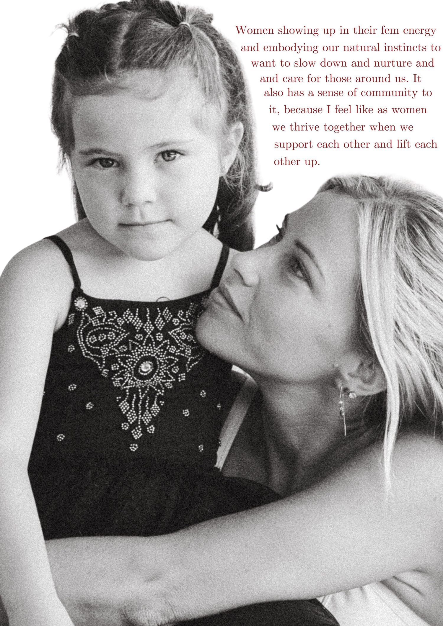 A black and white photo series showing intimate moments between a parent and child.