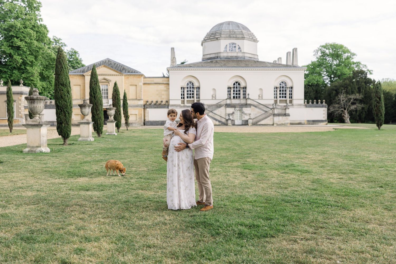 Family standing infront of Chiswick House