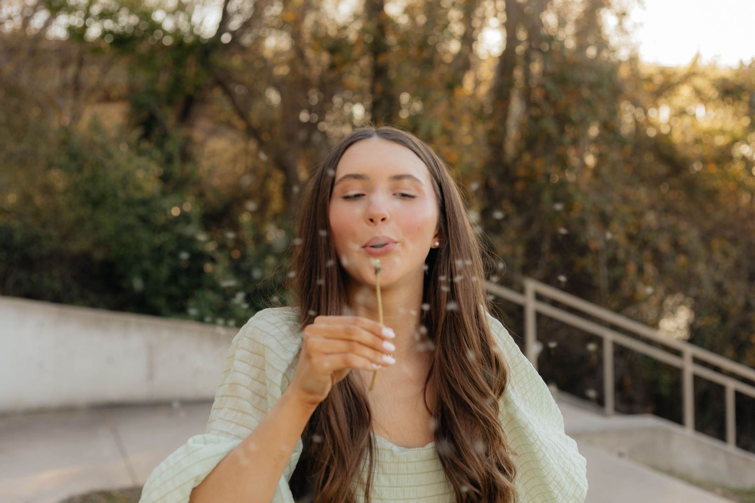 Natural light portraits capturing candid expressions outdoors at sunset.