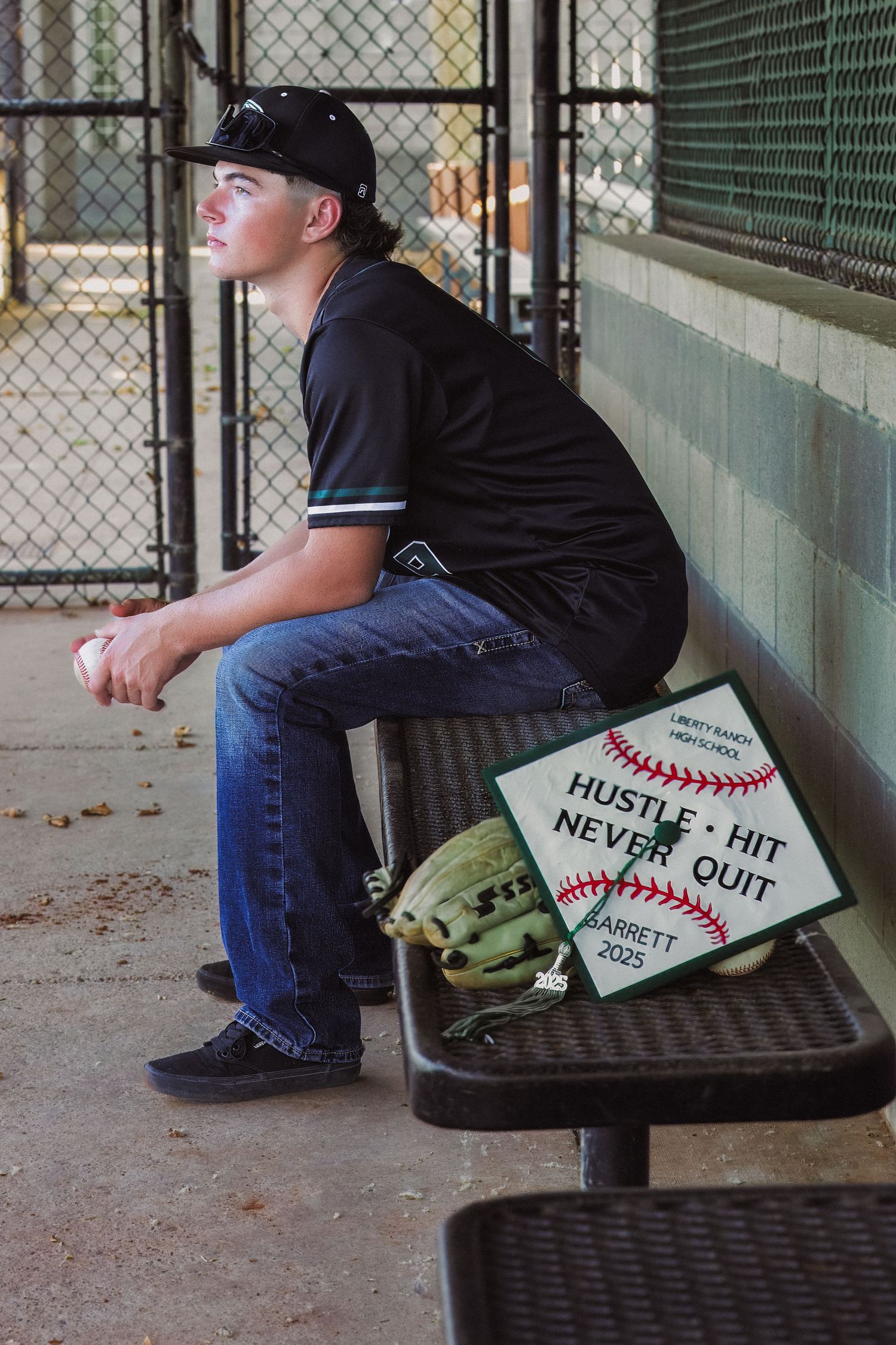 Male-Baseball Senior portrait photographed outdoors in Galt, California by Tea & Sugar Shots by Gretchen Schmidt.