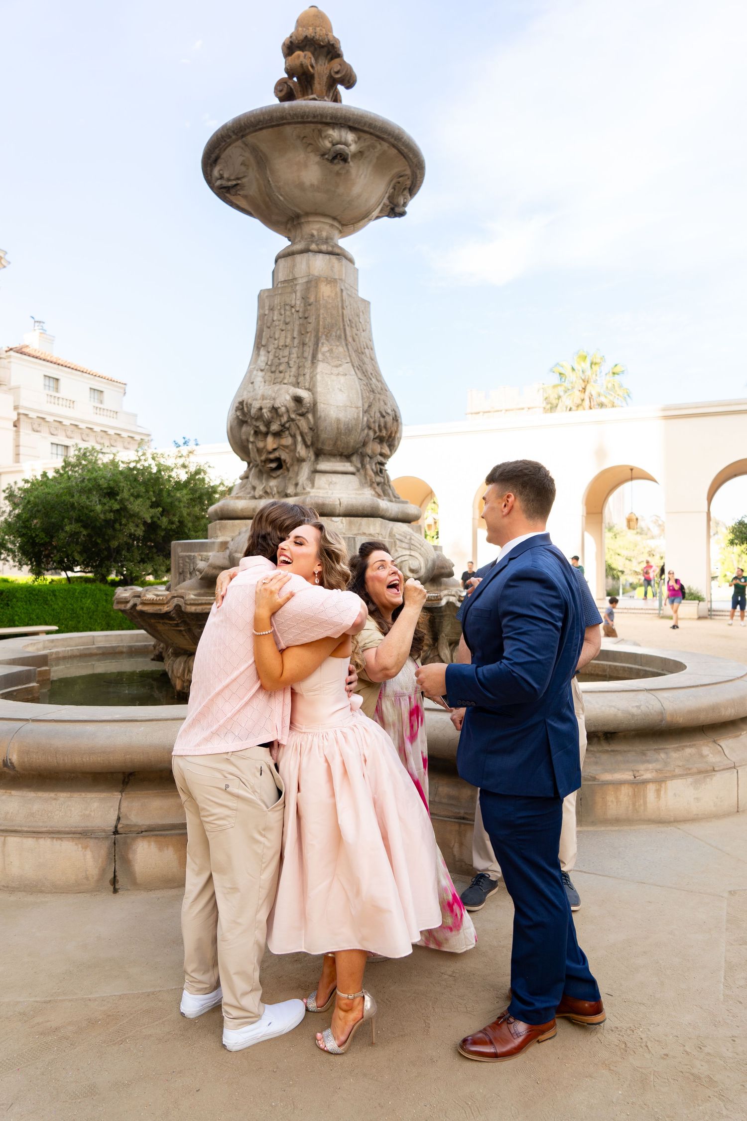 Romantic couple enjoying their engagement in Pasadena, capturing love, elegant scenery, and timeless Southern California charm.
