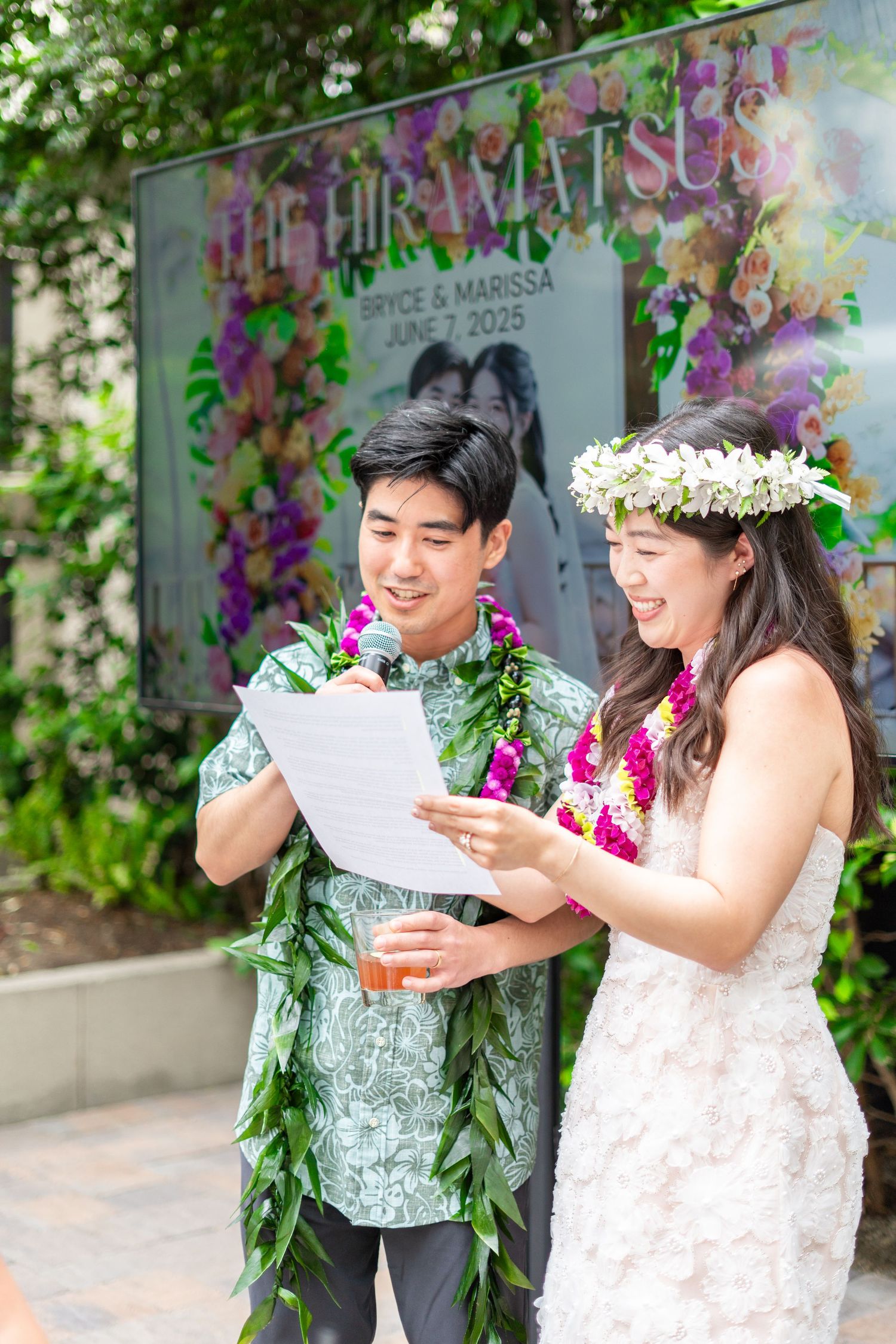 Bride and groom thank their guests warmly, sharing heartfelt gratitude and love together. #WeddingThanks #GratefulCouple #WeddingCelebration