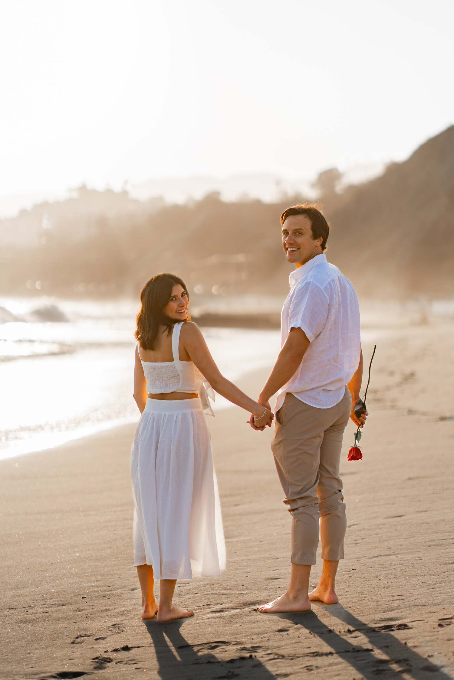 Santa Monica Beach engagement photoshoot at sunset