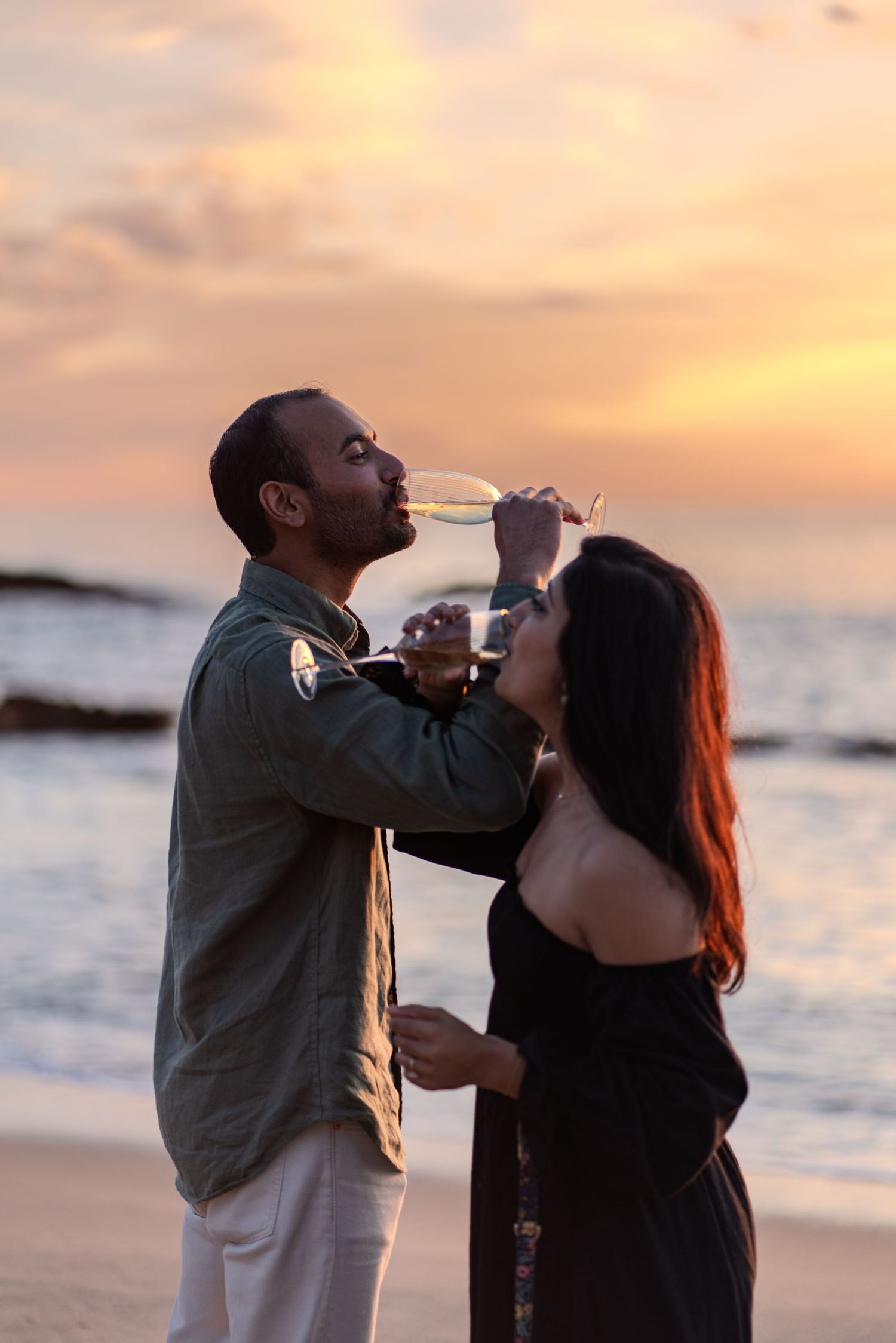 Newly engaged couple celebrating love with a stunning Laguna Beach backdrop, ocean views, and dreamy Southern California coastal scenery.