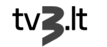 TV3.lt logo in black with stylized number 3 on white background.