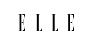 Classic ELLE magazine logo in bold black capital letters on white background.