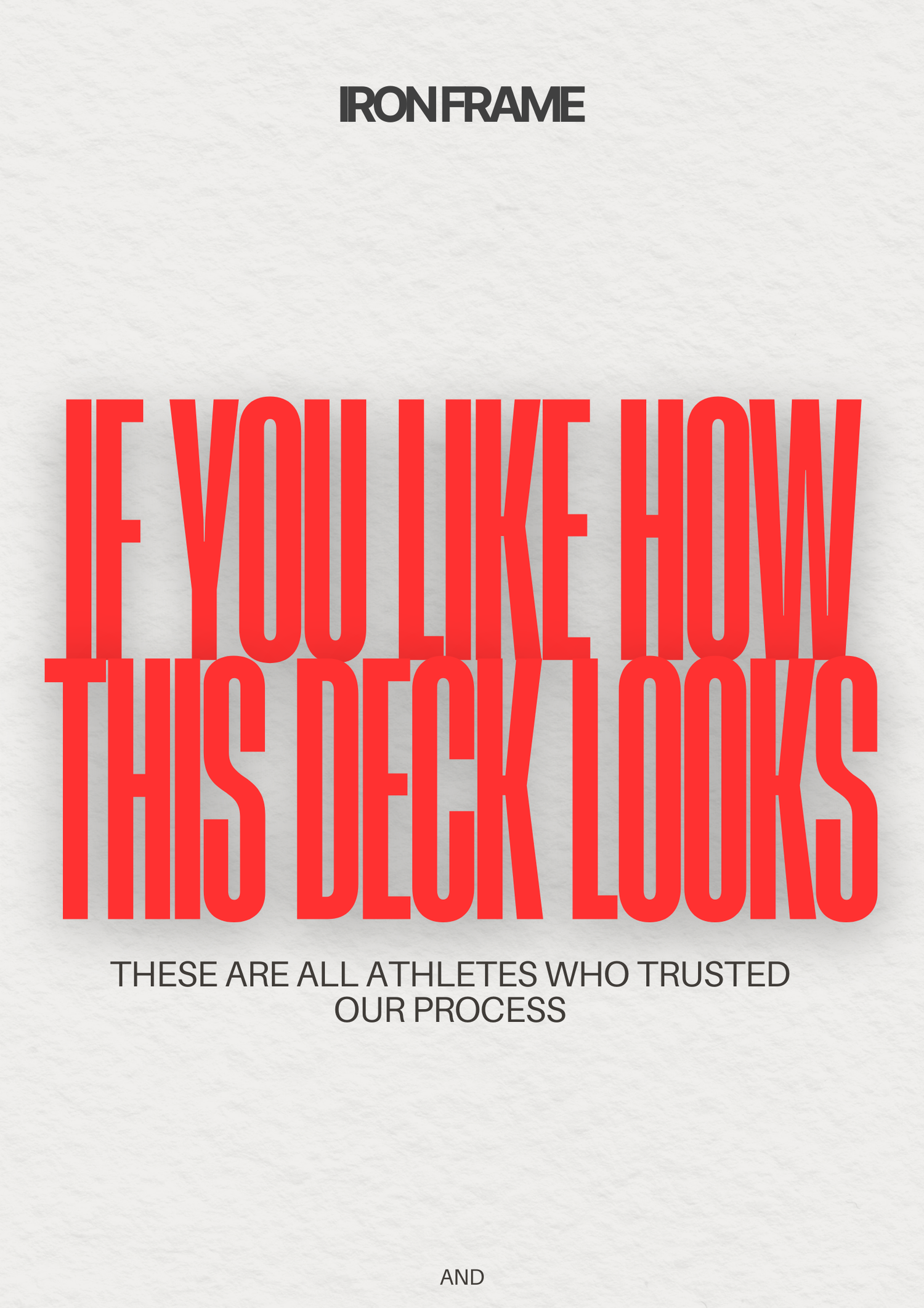 A minimalist red text design shows a progressive message about athletes trusting a process against a white background.