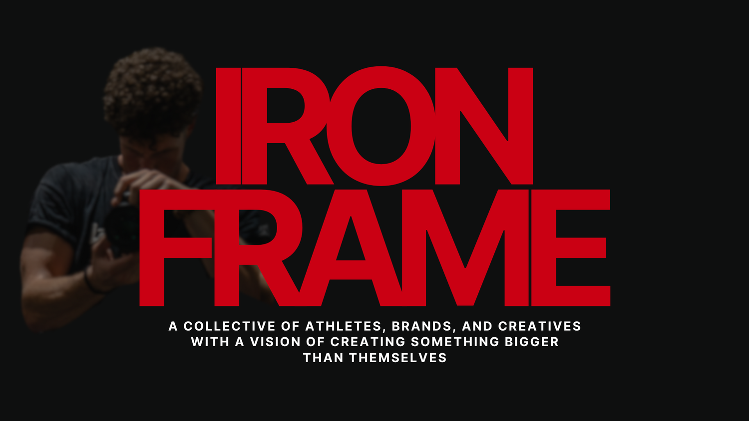 Red Iron Frame text logo repeated in sequence on dark background.