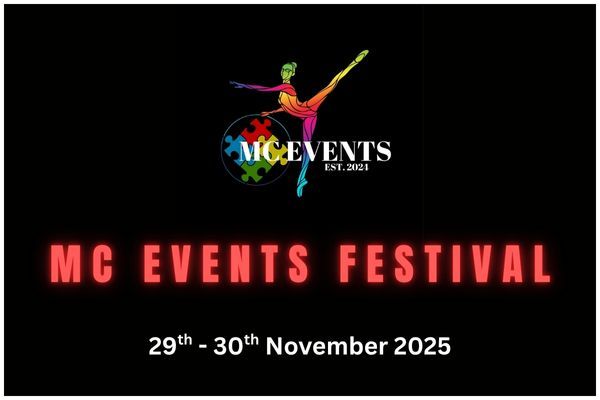 MC Events Festival promotional banner with colorful graphics and 2025 dates.