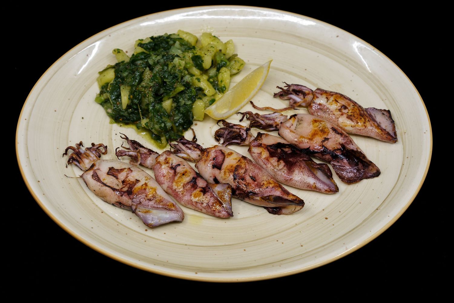 Pumparela Restaurant Grilled Calamary with boiled potatoes and chards