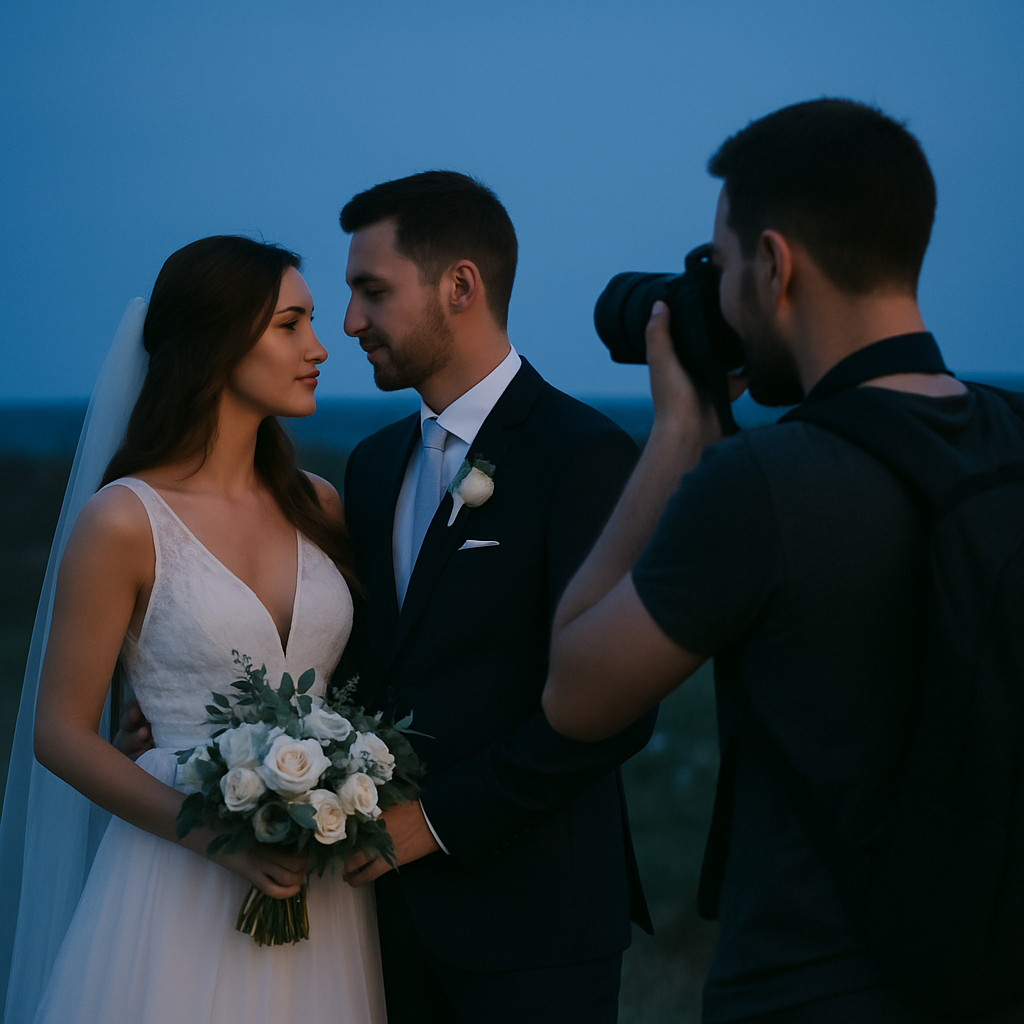 Hochzeitsfotografie in der blauen Stunde