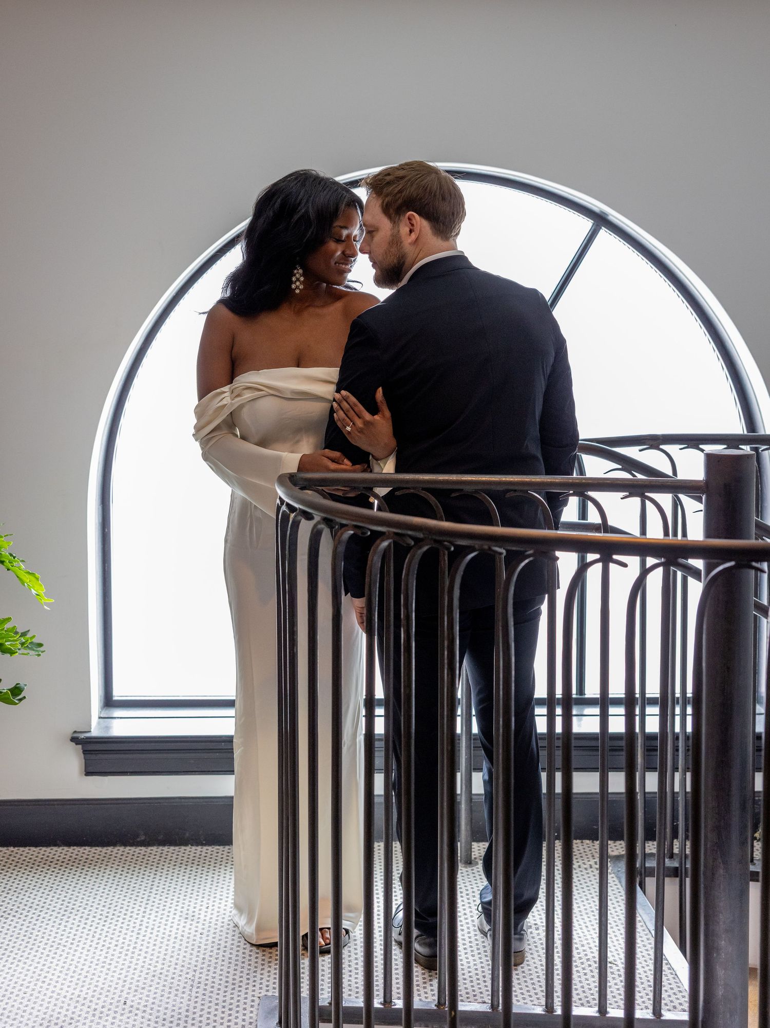 Engaged couple in a stunning portrait at the hotel Emeline days before their wedding.