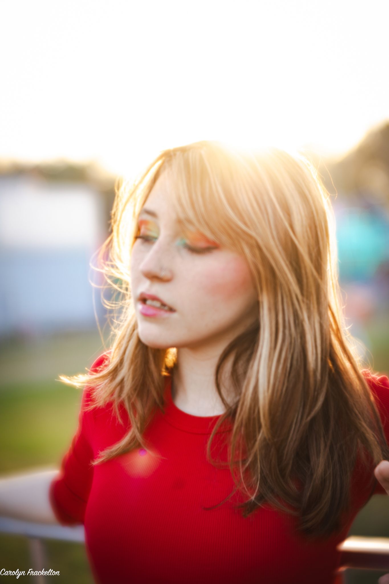 Soft focus portrait shots captured in golden hour lighting with warm tones.