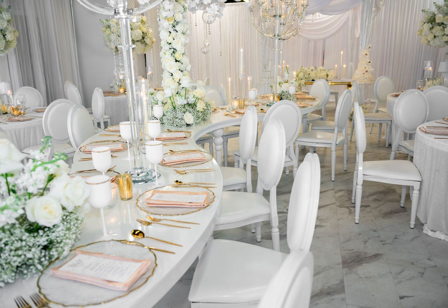 Reception room details of the table scape captured by luxury wedding photographers in Florida.