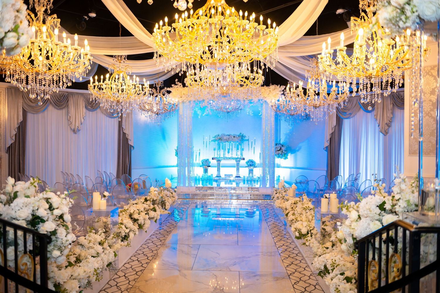 Beautiful ceremony area at The Crystal Ballroom Beach Side in Fort Lauderdale, Florida. Captured by South Florida wedding photographers.