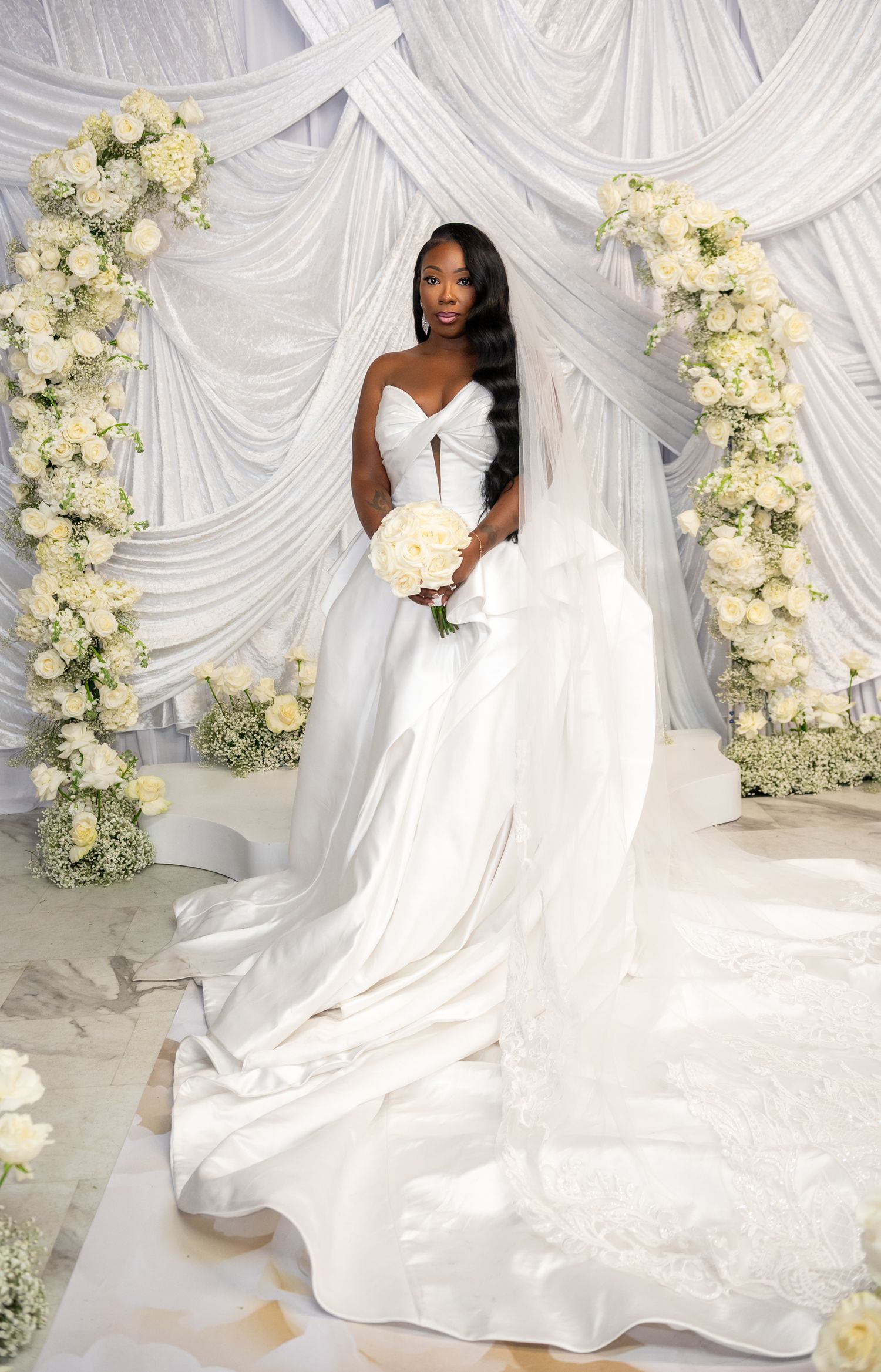 South Florida wedding photographers captured this beautiful bridal portrait of their bride on her wedding day.
