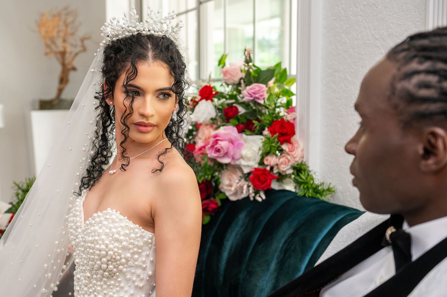 Dade County luxury wedding photographers photographed this couple at the Redland Tropical Gardens in Miami.