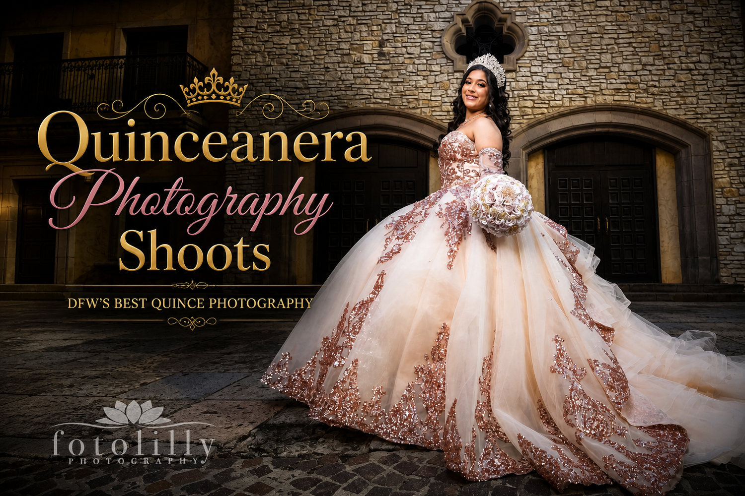 Quinceañera photo session only Dallas Fort Worth outdoor portrait full dress natural lighting professional photography Fotolilly
