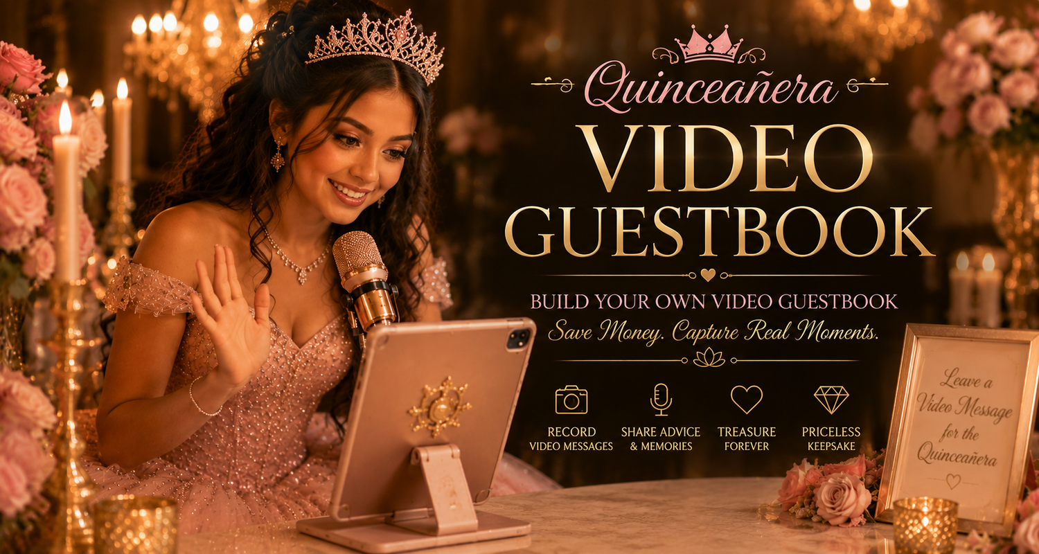 Audio guestbook with memory card for Quinceañera families seeking local recordings, reusable phones and affordable alternatives to rental