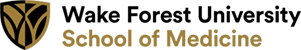 Wake Forest University School of Medicine logo featuring a gold and black shield emblem with the institution name in bold text.