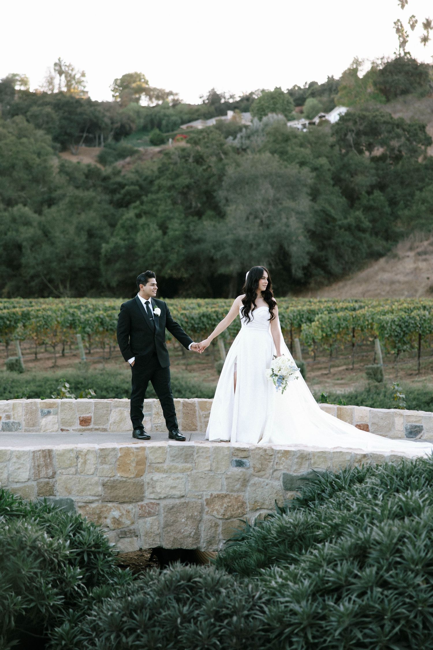 bride and groom portrait at their Monserate Winery wedding captured by Temecula wedding photographer Jocelyn Ann Photo