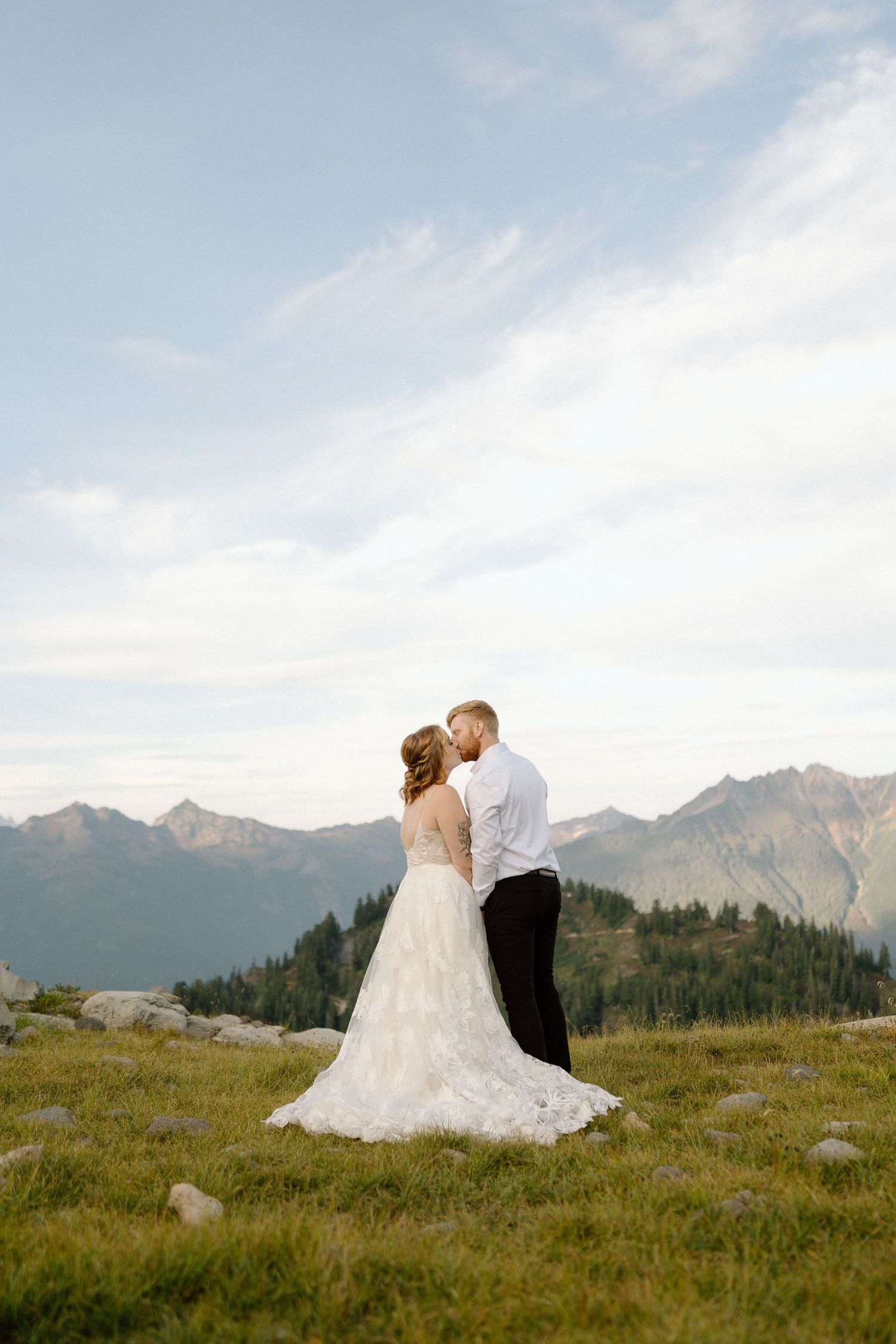 a couple kissing