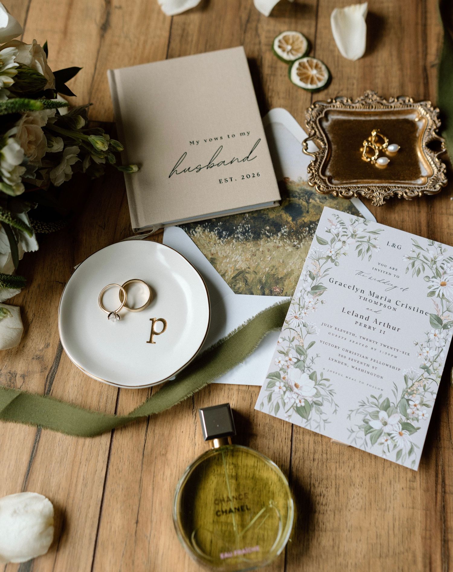 wedding flat lay details
