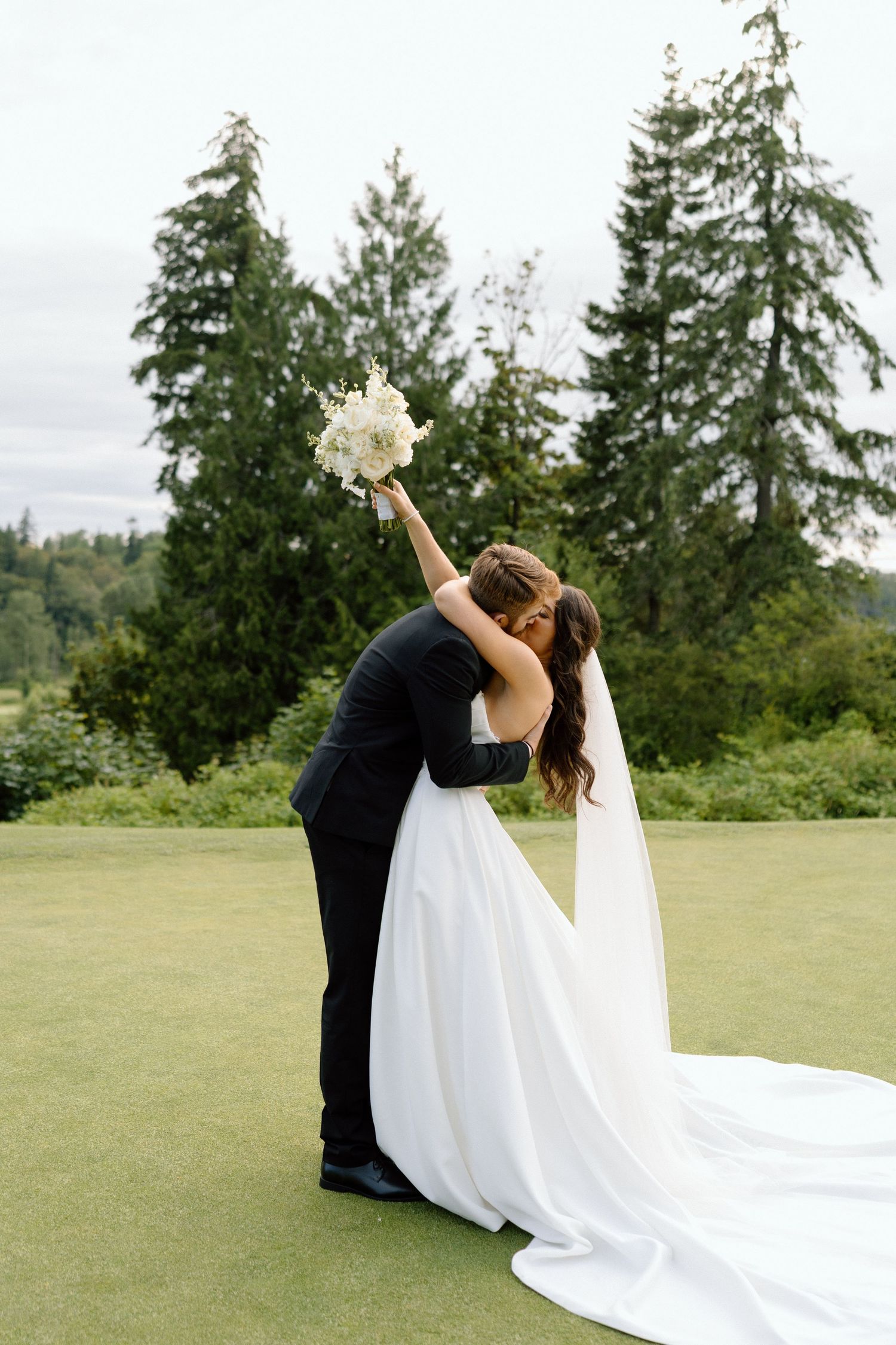 a couple kissing