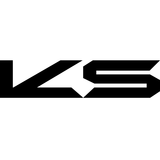 Black and white VS brand logo with sleek angular geometric letterforms.
