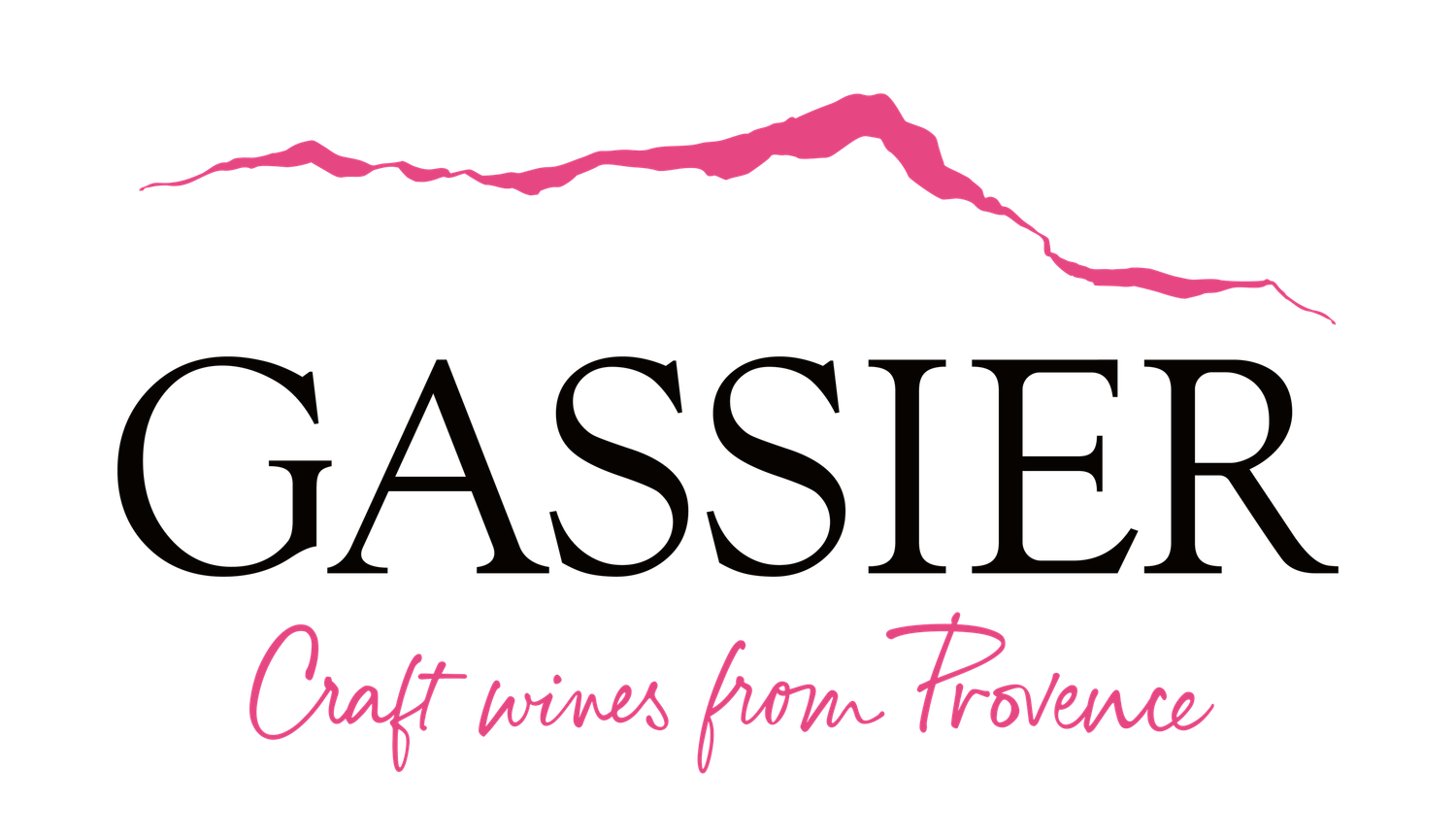 Gassier Craft Wines from Provence logo with pink mountain illustration in elegant typography.