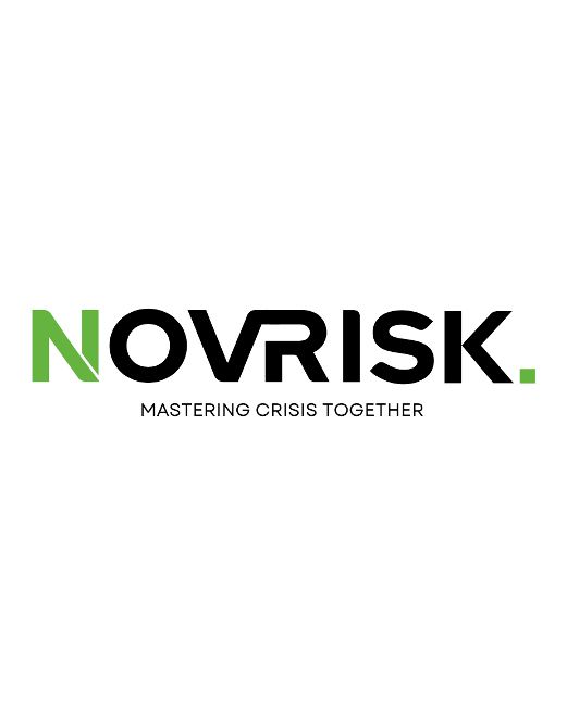 NOVRISK logo with green and black text and tagline mastering crisis together.