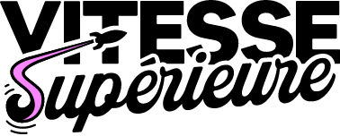Vitesse Superieure logo with bold black and purple rocket typography design.