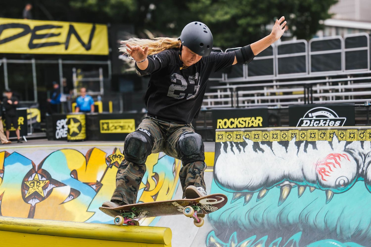 Skateboarders perform at the 2026 Rockstar Energy Open competition in Portland Oregon.