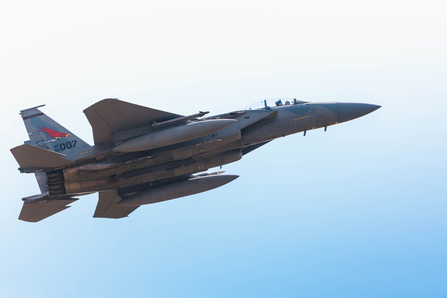 F-15 Eagle performs low flyby at the 2026 McMinnville Air Show in McMinnville Oregon.
