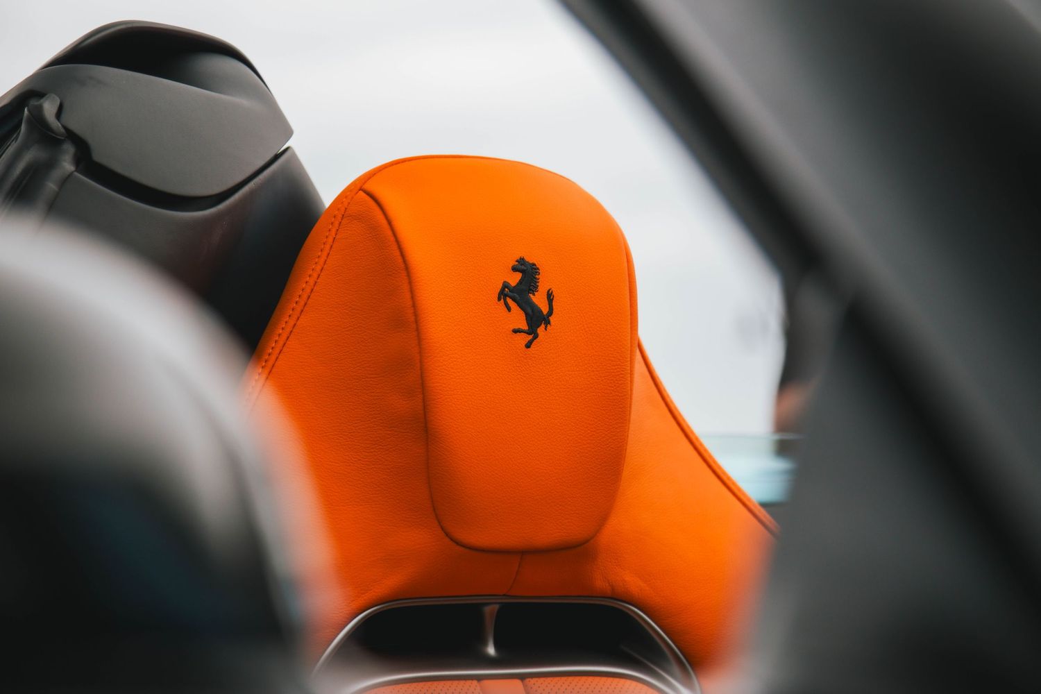 Ferrari Orange Seat at Portland Cars and Coffee