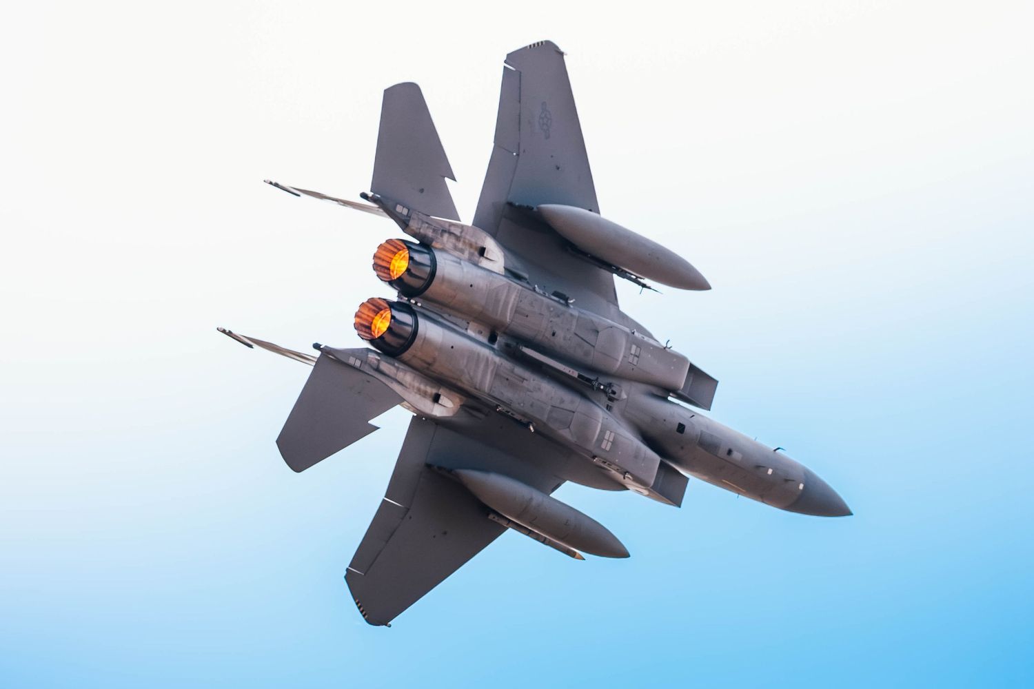 F-15 Eagle performs a steep bank at the 2026 McMinnville Air Show in McMinnville Oregon.