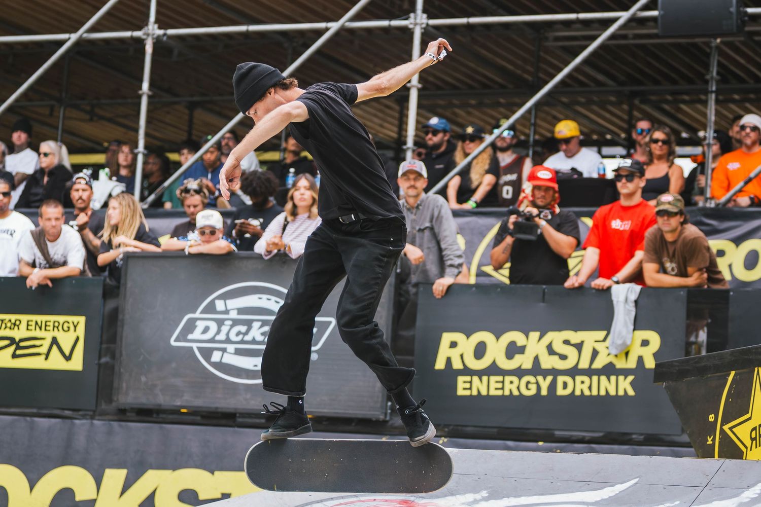Skateboarders perform at the 2026 Rockstar Energy Open competition in Portland Oregon.
