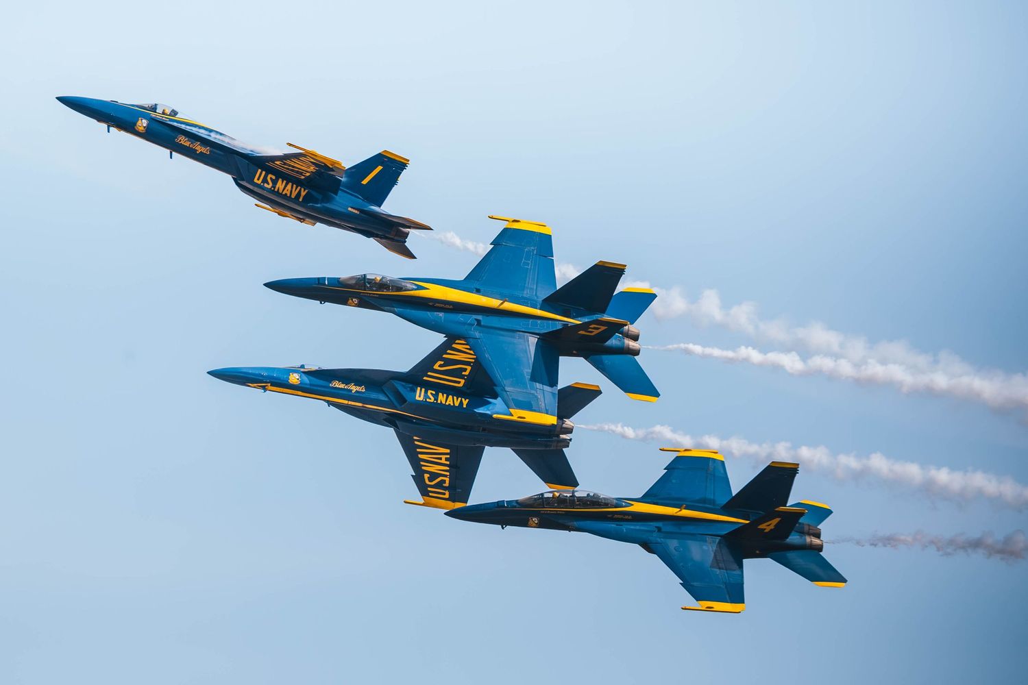 The U.S. Navy Blue Angels perform stunts and maneuvers over a stunned crowd at the 2026 McMinnville Air Show in McMinnville Oregon.