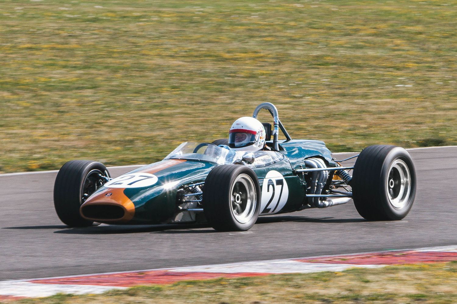 Vintage Lotus race car takes to the track at Portland International Raceway in Portland Oregon.